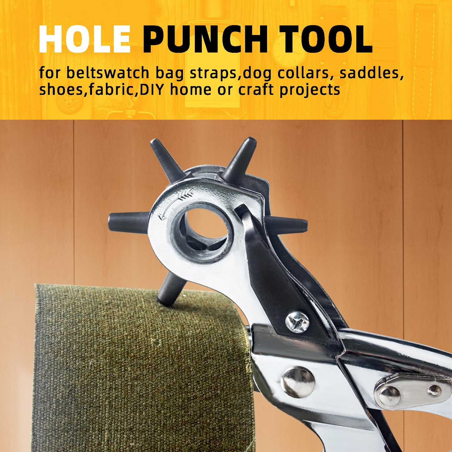 Leather Hole Punch, BILLION GOLD Heavy-Duty Belt Hole Puncher, Multi Sizes Hole Punch Tool for Leather, Belt, Watch Straps, Saddle, Cards