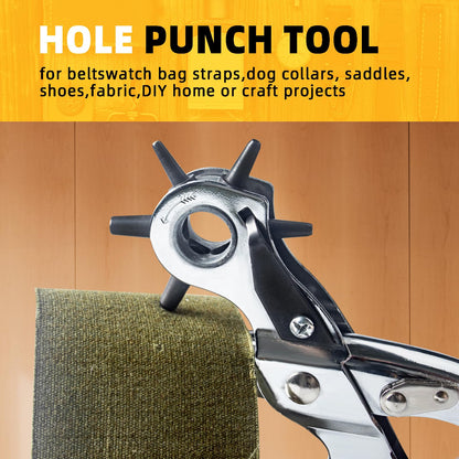 Leather Hole Punch, BILLION GOLD Heavy-Duty Belt Hole Puncher, Multi Sizes Hole Punch Tool for Leather, Belt, Watch Straps, Saddle, Cards