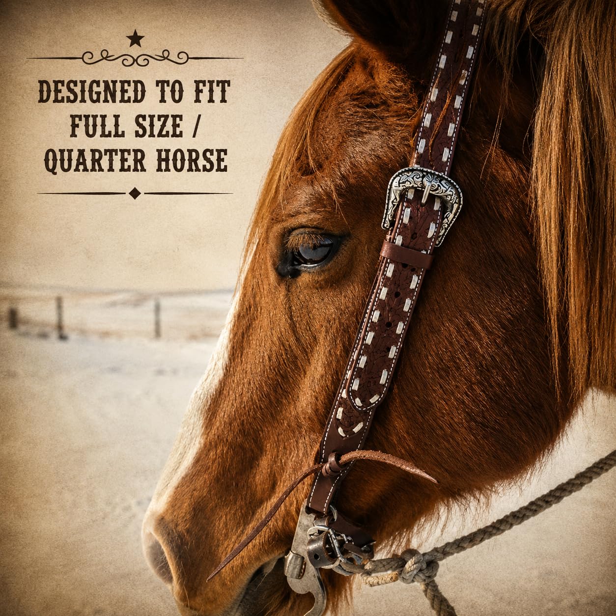 Ranch Hand Leather Split Ear Headstall - Western Horse Bridle with Buckstitch - Full Grain Leather Headstall for Quarter Horses, Rodeo & Ranch Use