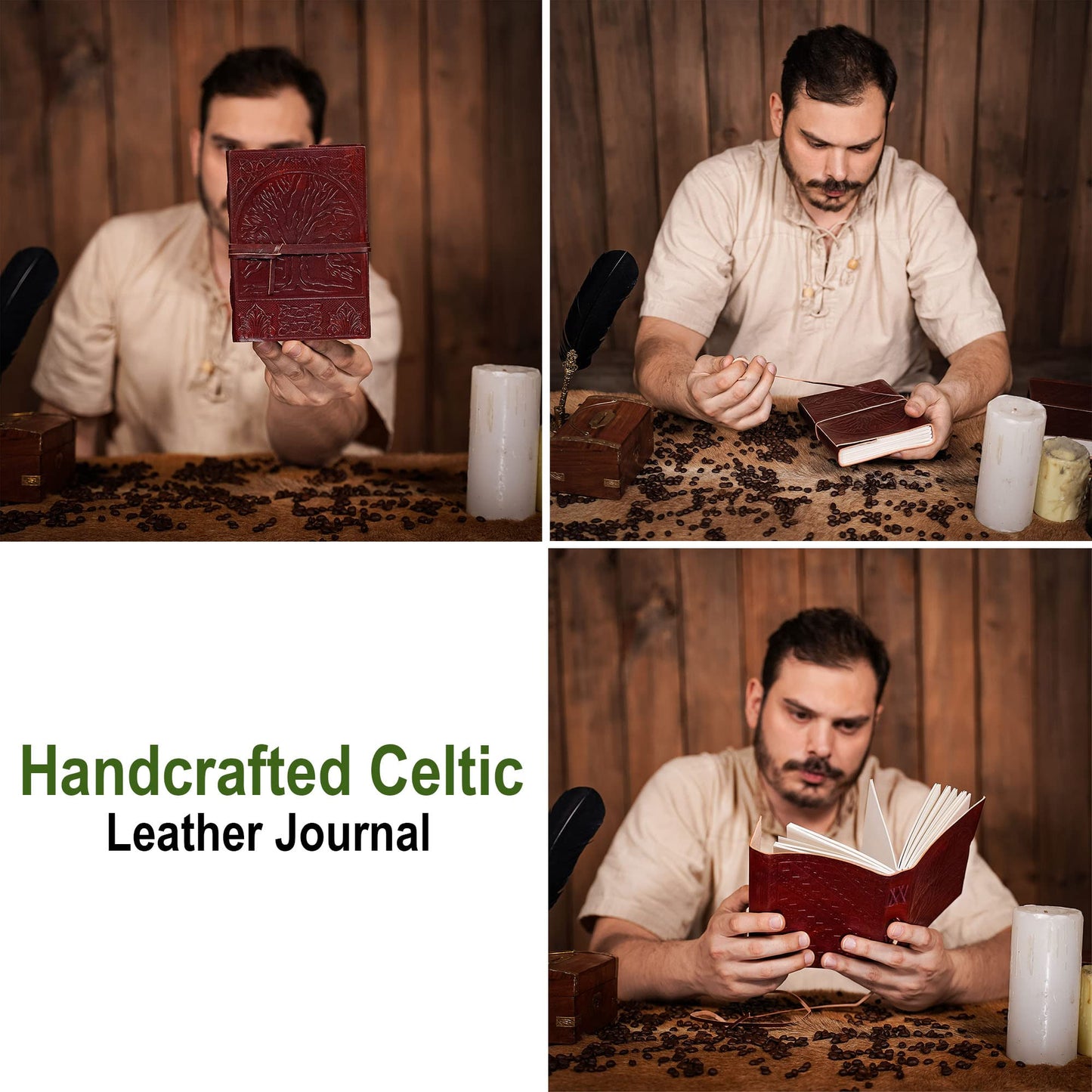 Lord of Battles Handcrafted Genuine Leather Tree of Life Journal with Leather Cord