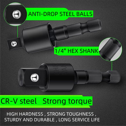 4-in-1 Impact Drill Bit Extension,Right Angle Drill Adaptor,Screwdriver Bit,Rotatable Impact Grade Socket Adapter Set,Hand Powered Tool Kit for Narrow Spaces for home work and daily maintenance