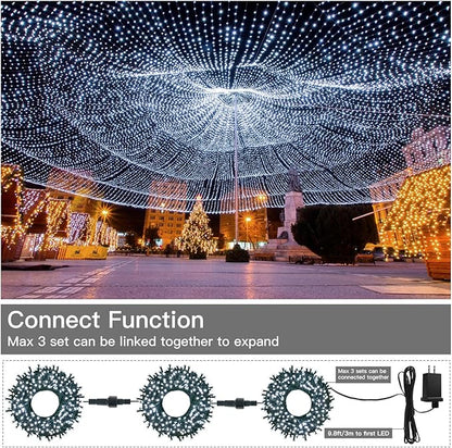 240LED 88Ft Christmas Lights with Memory, 13 Modes Waterproof Xmas String Lights Outdoor with Timer, Christmas Decorations for Indoor Patio Garden Party Home(Cold White)