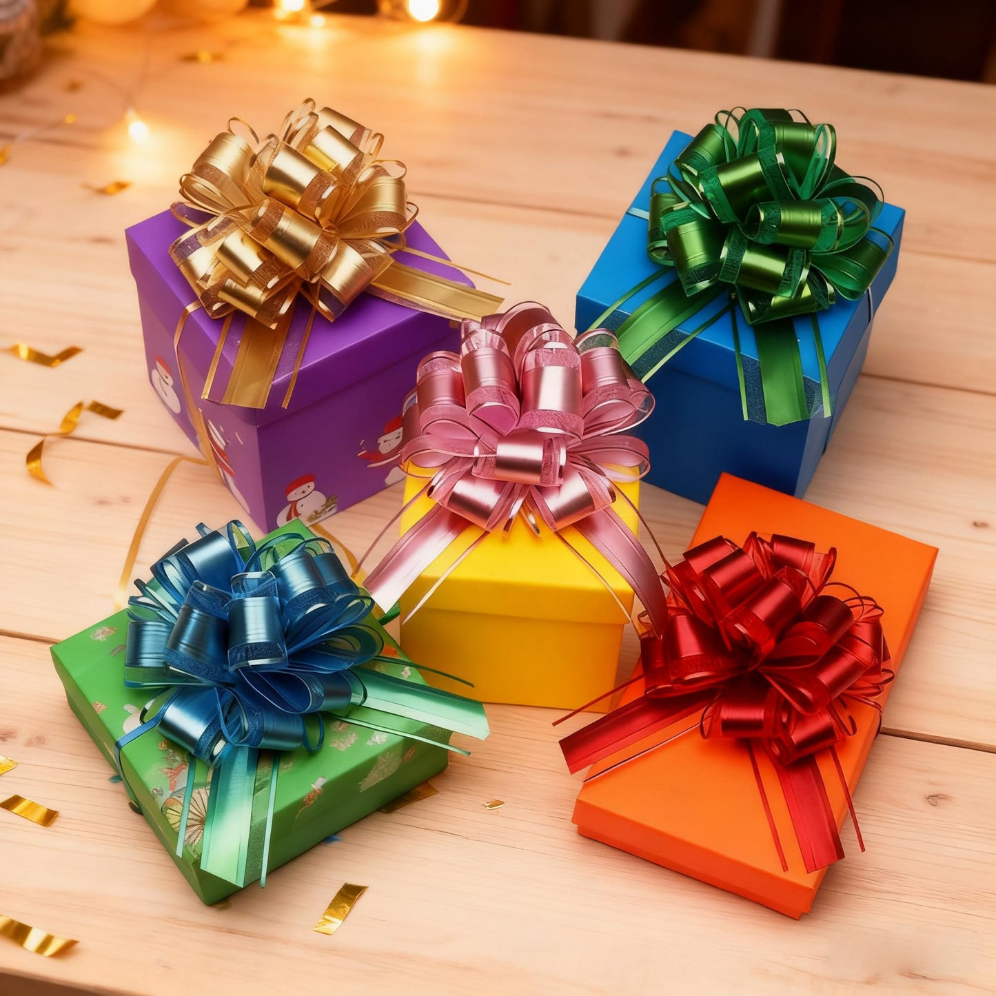 TIMESEEK 10-Pack Classic Red Pull Bows for Gift Wrapping - 6 Inch Reusable Ribbon Bows, Large Instant Floral Decor Bow for Wedding, Christmas, Birthday Decor, Gift Basket & Party Decorations