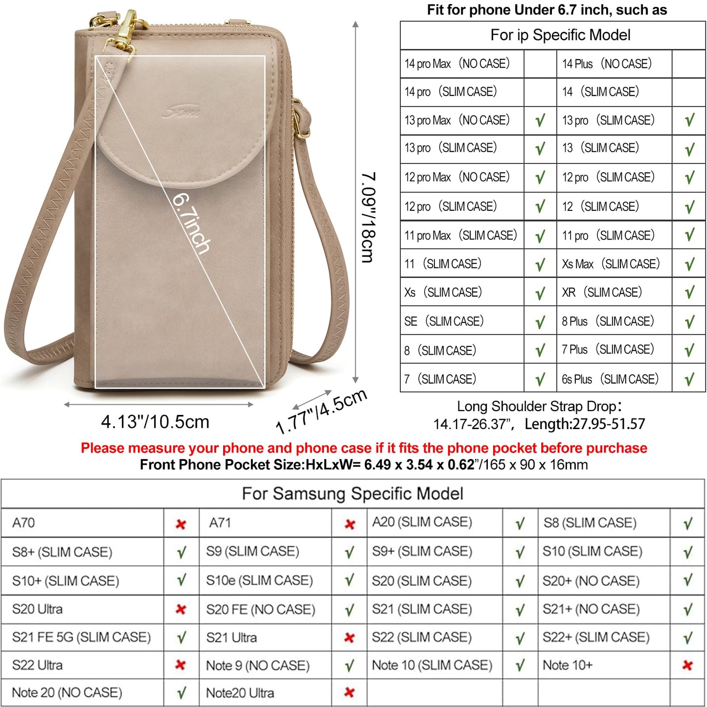 S-ZONE Small Crossbody Bags for Women Cell Phone Purse RFID Blocking Wallet Purses with Credit Card Slots