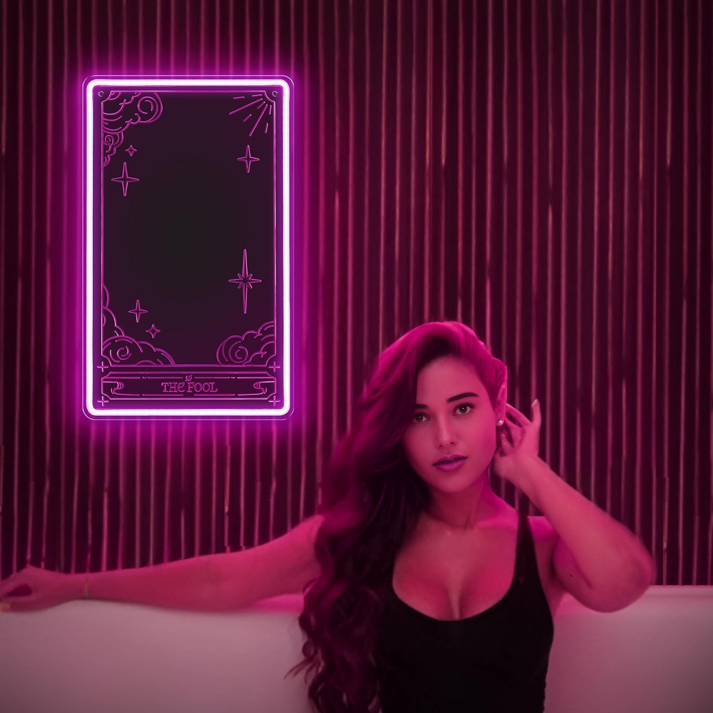 Kavaas Tarot Mirror Neon Sign - Pink Mystical LED Neon Light for Occult Room Wall Decor, Witchy Art Spiritual Room Decor, Best Gifts for Fortune Teller, Tarot Enthusiast