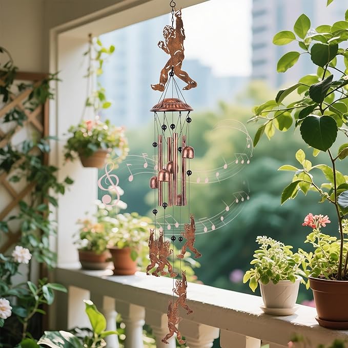 Bigfoot Wind Chimes for Outside Metal Sasquatch Wind Chimes Outdoor Indoors Wind Chime Garden Decor Gifts for Women Men Porch Patio Home Yard Porch Decoration