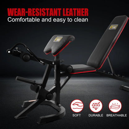 Fitvids Adjustable Weight Bench, Workout Bench for Home Gym, Adjustable 6 Position Utility Bench with Leg Extension and Preacher Pad, Leg Extension and Curl Machine, Multiple Styles