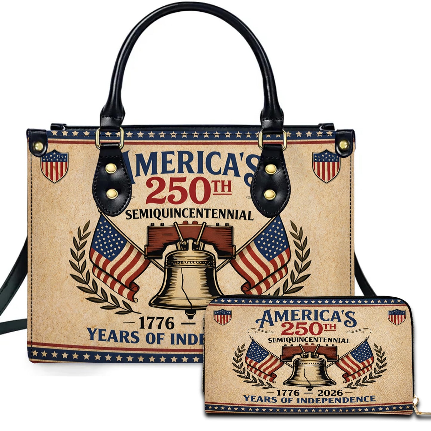 Personalized USA Anniversary Leather Bag, Eagle Purse for Women, 4th of July Patriotic Gift for Her, Veteran Day Gift (#3)
