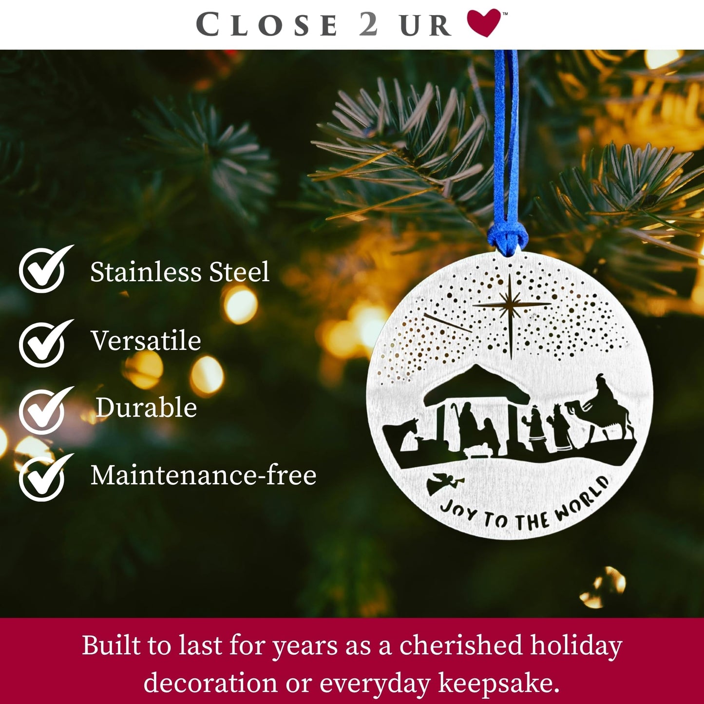 Nativity Three Wisemen Stainless Steel Ornament Keepsake & Collectible | Window Ornament, Hanging Decoration, Religious & Holiday Décor | Handcrafted, Durable & Made in USA