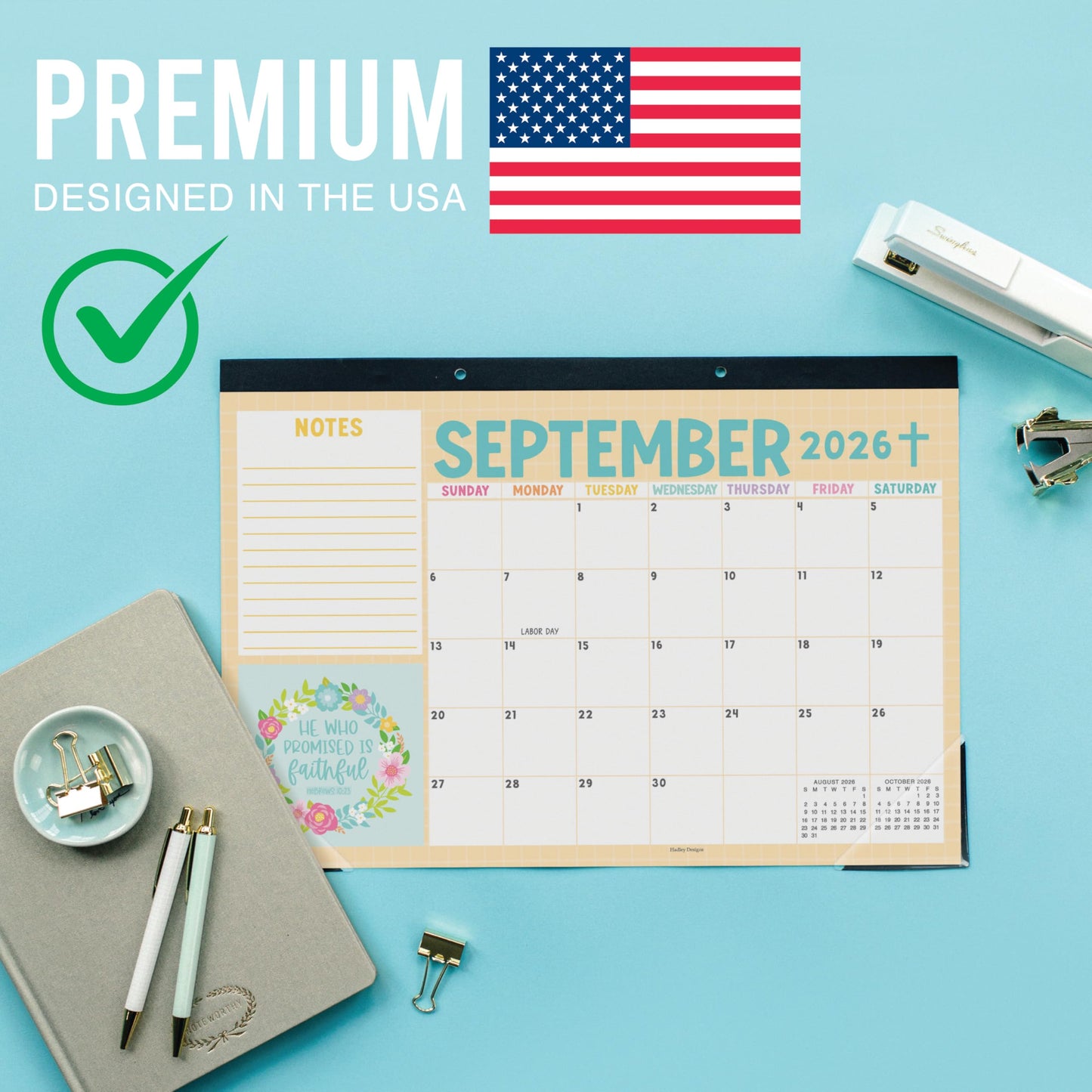 Hadley Designs Large Teacher Desk Calendar 2026-2027 - Desktop Calendar 2026, 18-Month Desk Calendars for Home, Office & Classroom, Cute Classroom Must Haves, Teacher Appreciation Gifts