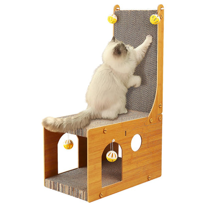 YEMOO Cat Scratcher, Cat Scratching Board, L Shaped Vertical Cat Scratcher for Wall and Couch Protection, Cat Cardboard Scratcher with 4 Ball Toys for Indoor Cats