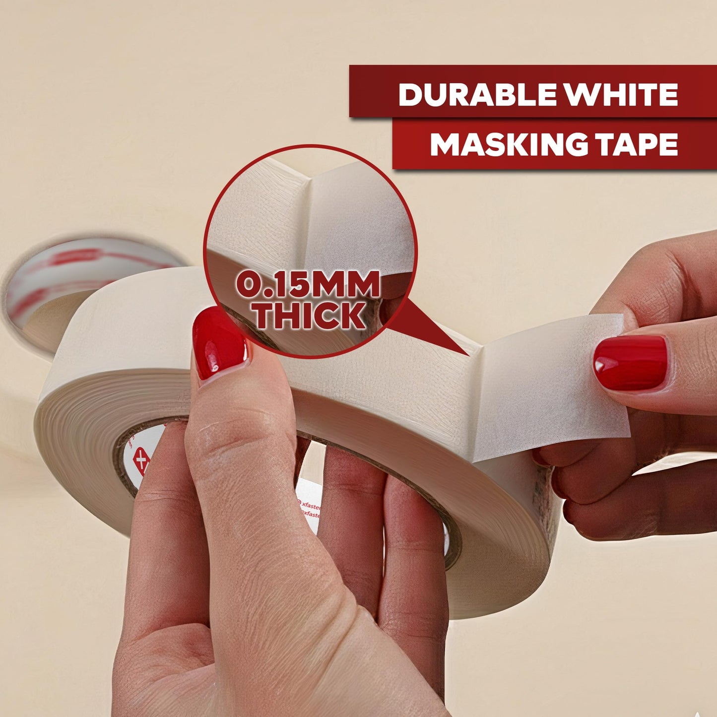 XFasten White Masking Tape 2 Inch Wide x 165 Feet (6-Pack, 990 Feet Total) Residue-Free, Easy-to-Tear Painters General Purpose Masking Tape Bulk for Artists, Painting, Art, Teacher, School Supplies