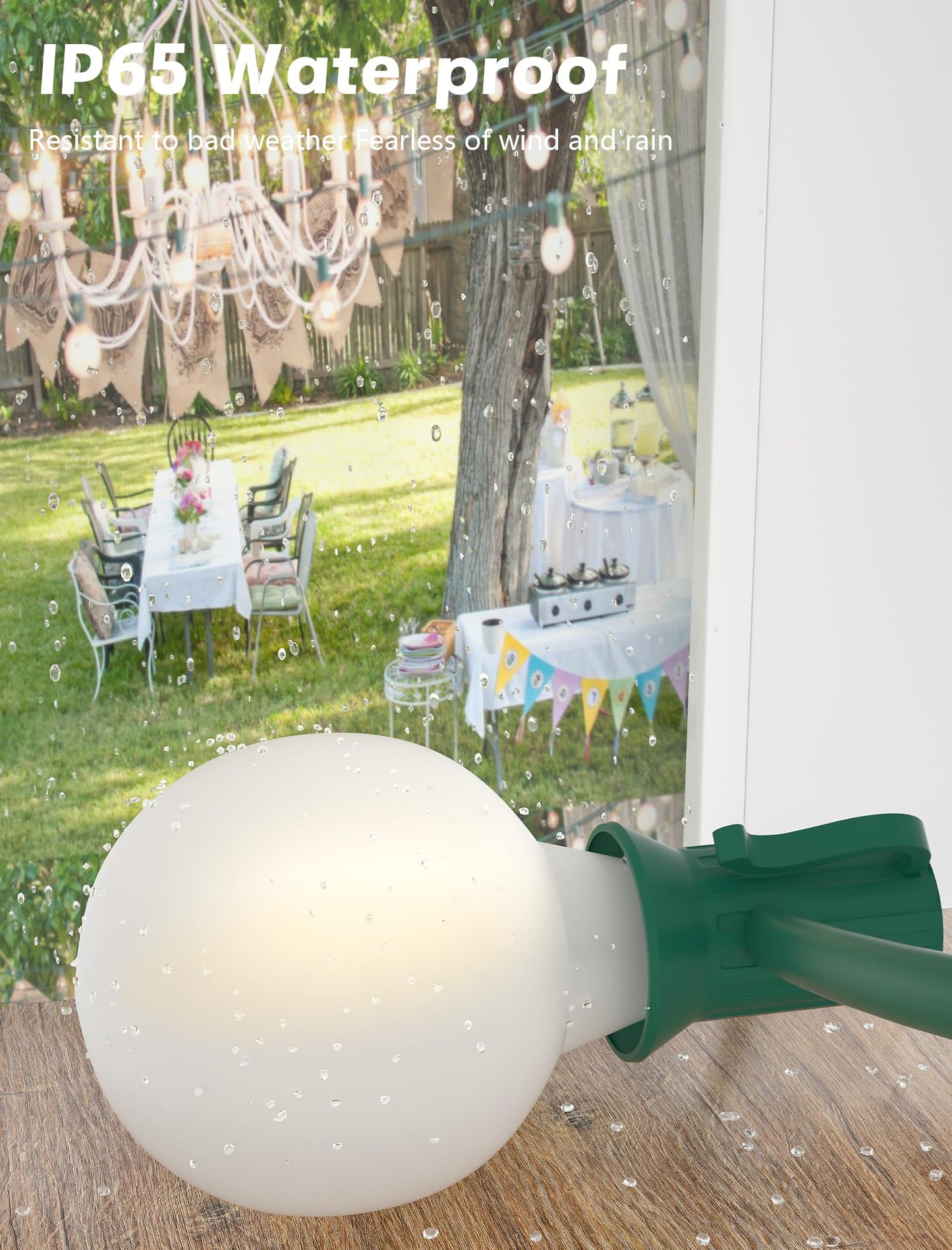 SUNSGNE G40 LED Round Christmas Lights Outdoor, 50FT Globe Christmas String Lights with 27 LED Frosted White Bulbs(2 Spare) for Patio Yard Outside Christmas Decorations