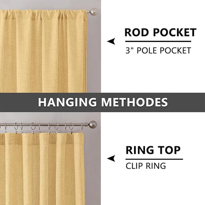 Tollpiz Linen Tier Curtains Rod Pocket Semi Sheer Short Kitchen Curtain Half Burlap Light Filtering Thick Linen Drape for Bathroom, 30 x 30 inches Long, Beige, Set of 2 Panels