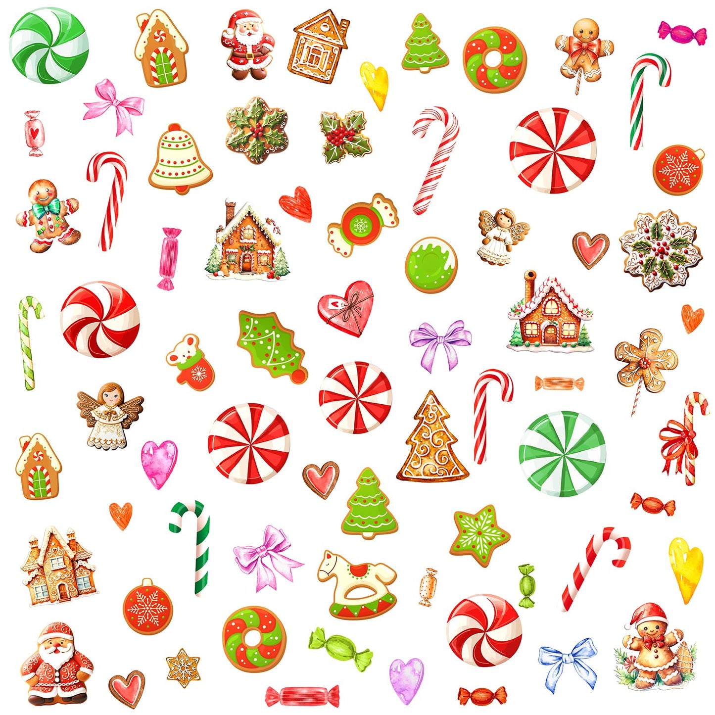 Christmas Ornaments Wall Decals Peel and Stick Christmas Candy Wall Stickers Removable Candy Cane Wall Stickers Peppermint Floor Decals Xmas Candyland Home Decor Holiday Party Decorations