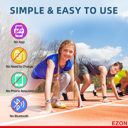 EZON T048 Digital Kids Watch for Teens Girls Boys,Sport Watch with Virtual Pet Cat Step Counter Stopwatch Pedometer Timer Alarm, No App Waterproof Fitness Tracker for Ages 7-18 (White)