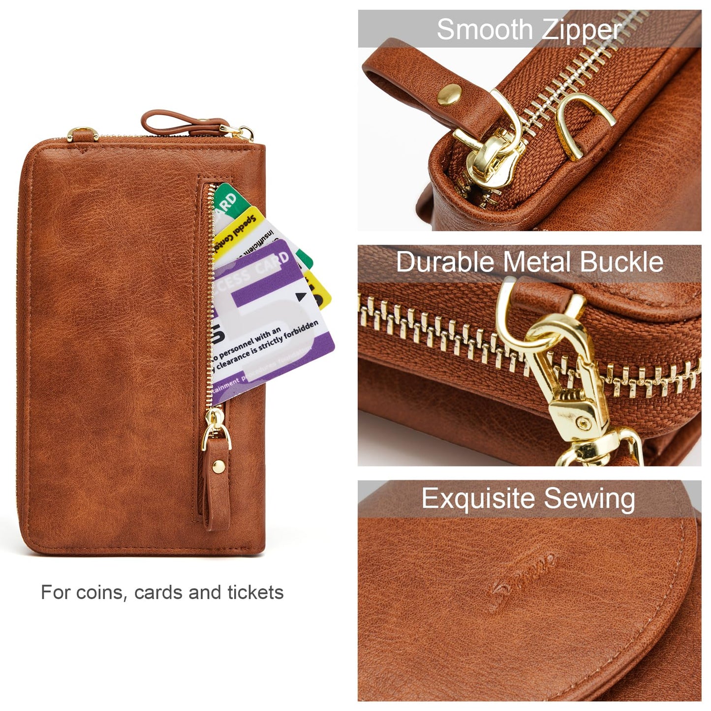 S-ZONE Small Crossbody Bags for Women Cell Phone Purse RFID Blocking Wallet Purses with Credit Card Slots