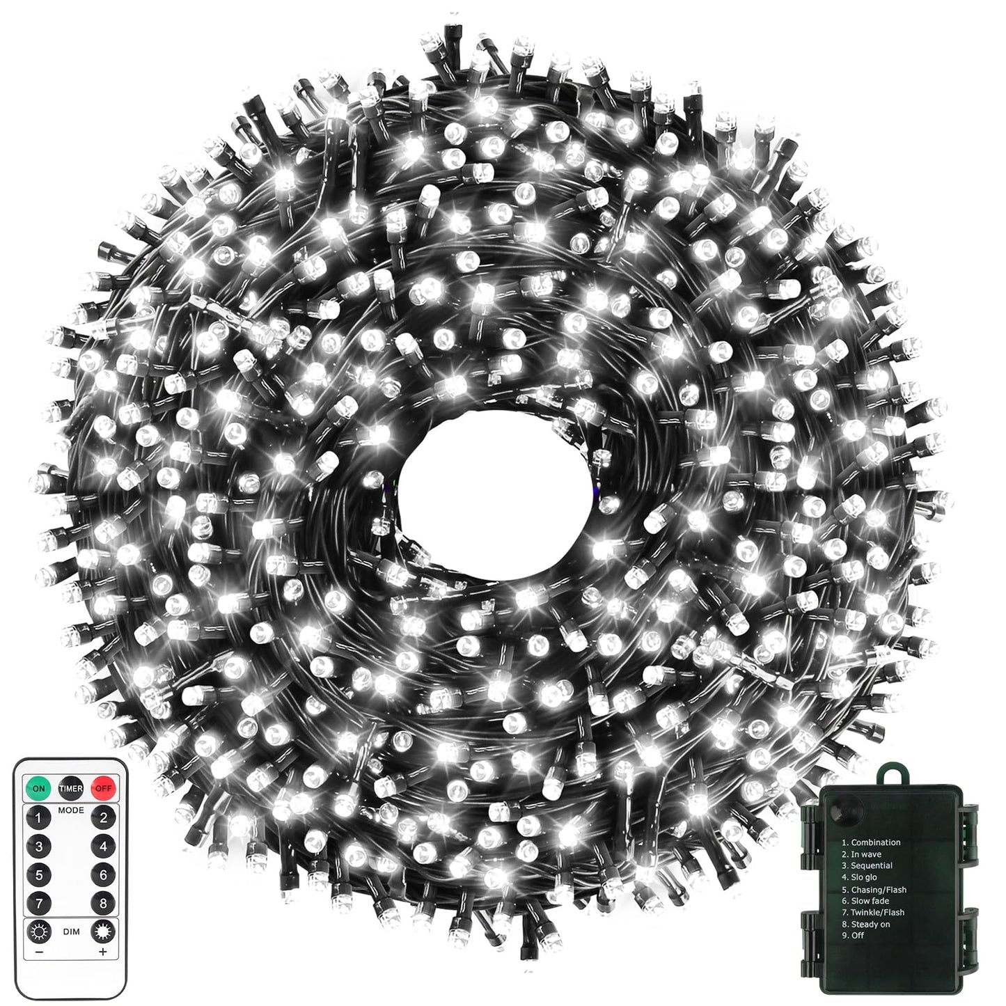 Green Convenience Christmas Lights 33ft 100LED Battery Operated String Lights with USB or Battery Powered Waterproof for Indoor Outdoor Holiday Party Wedding Christmas Decoration