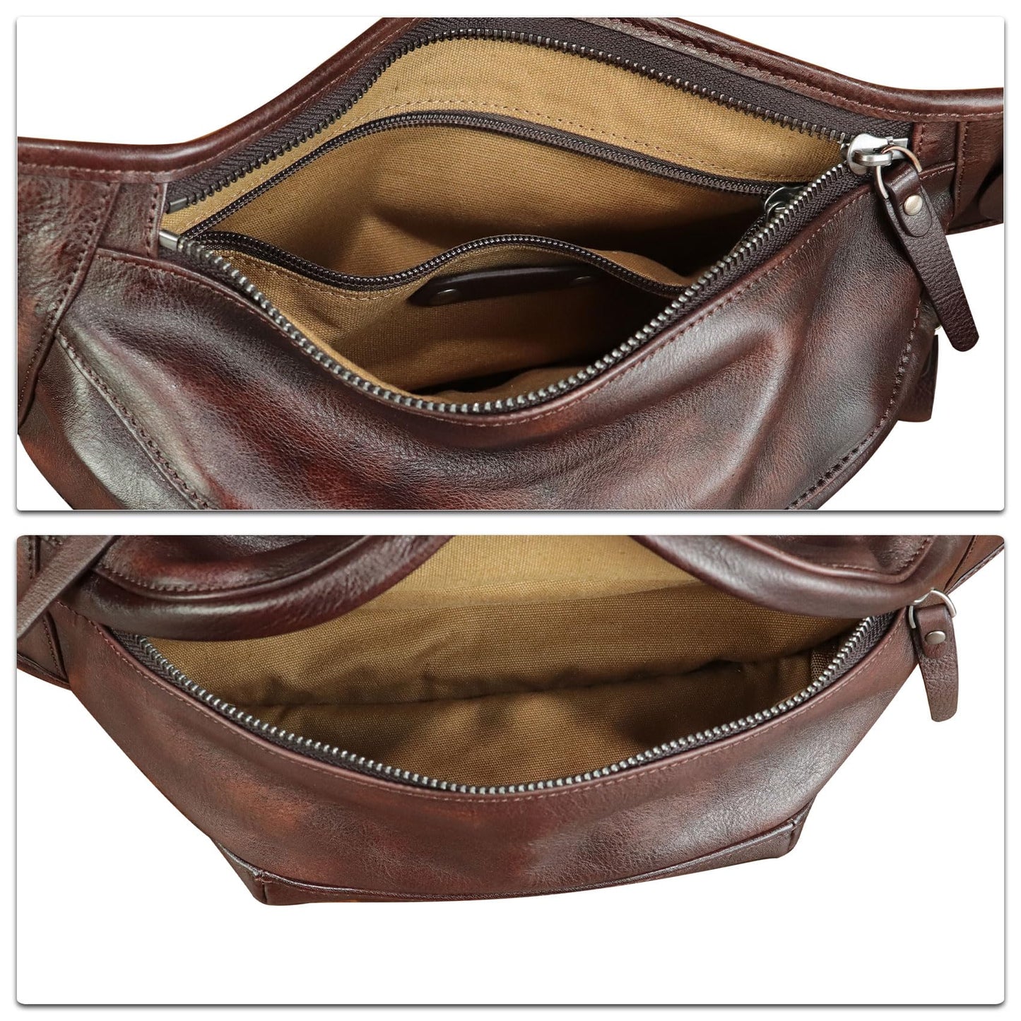 Genuine Leather Fanny Packs for Men and Women Hip Waist Bag Real Leather Fanny Sling Bag Crossbody Chest Purse (Coffee)