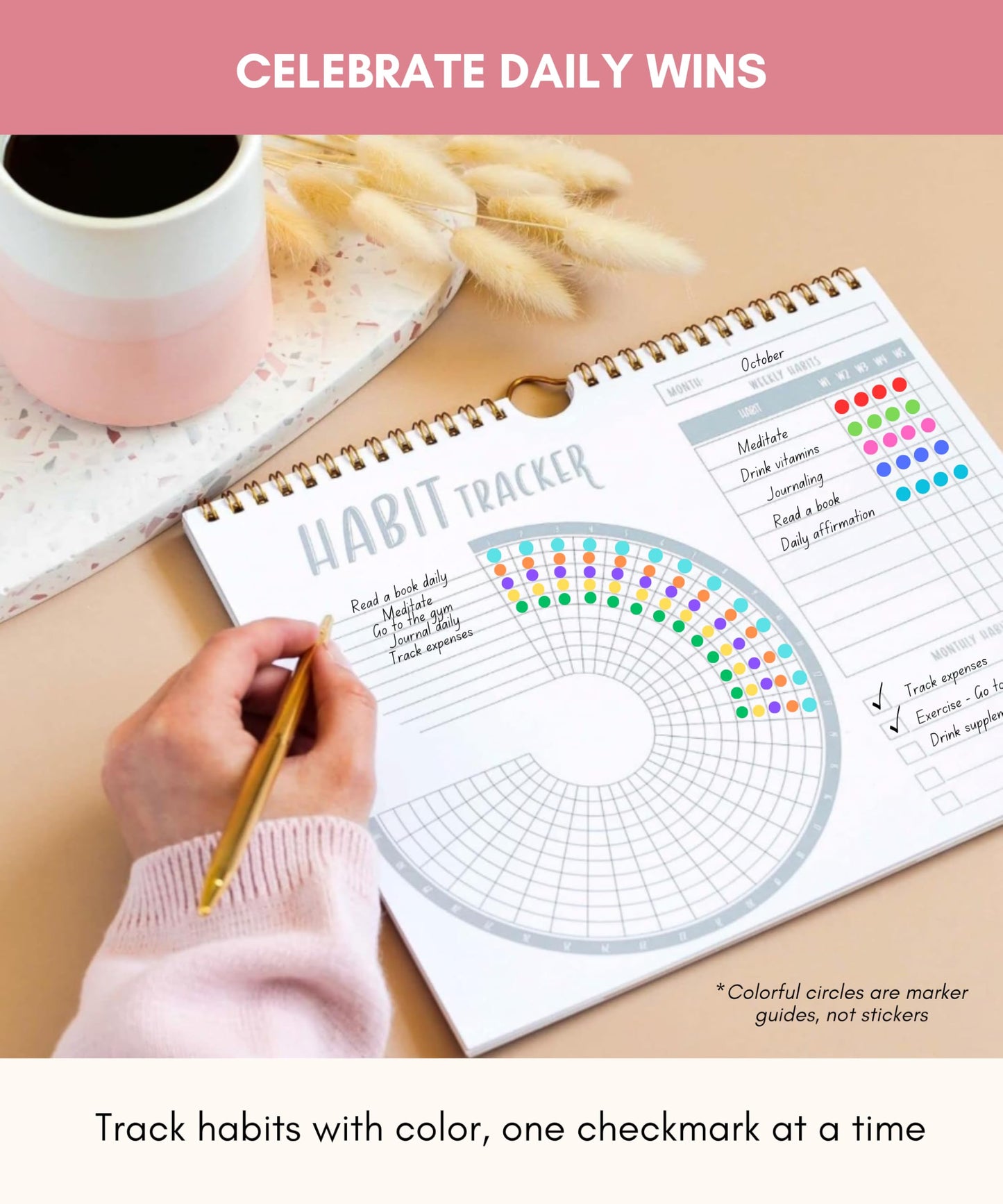 Lamare 2026 Habit Tracker Calendar – Premium Daily Habit Tracker Journal and Goal Board, Workout Motivation & Productivity Tool