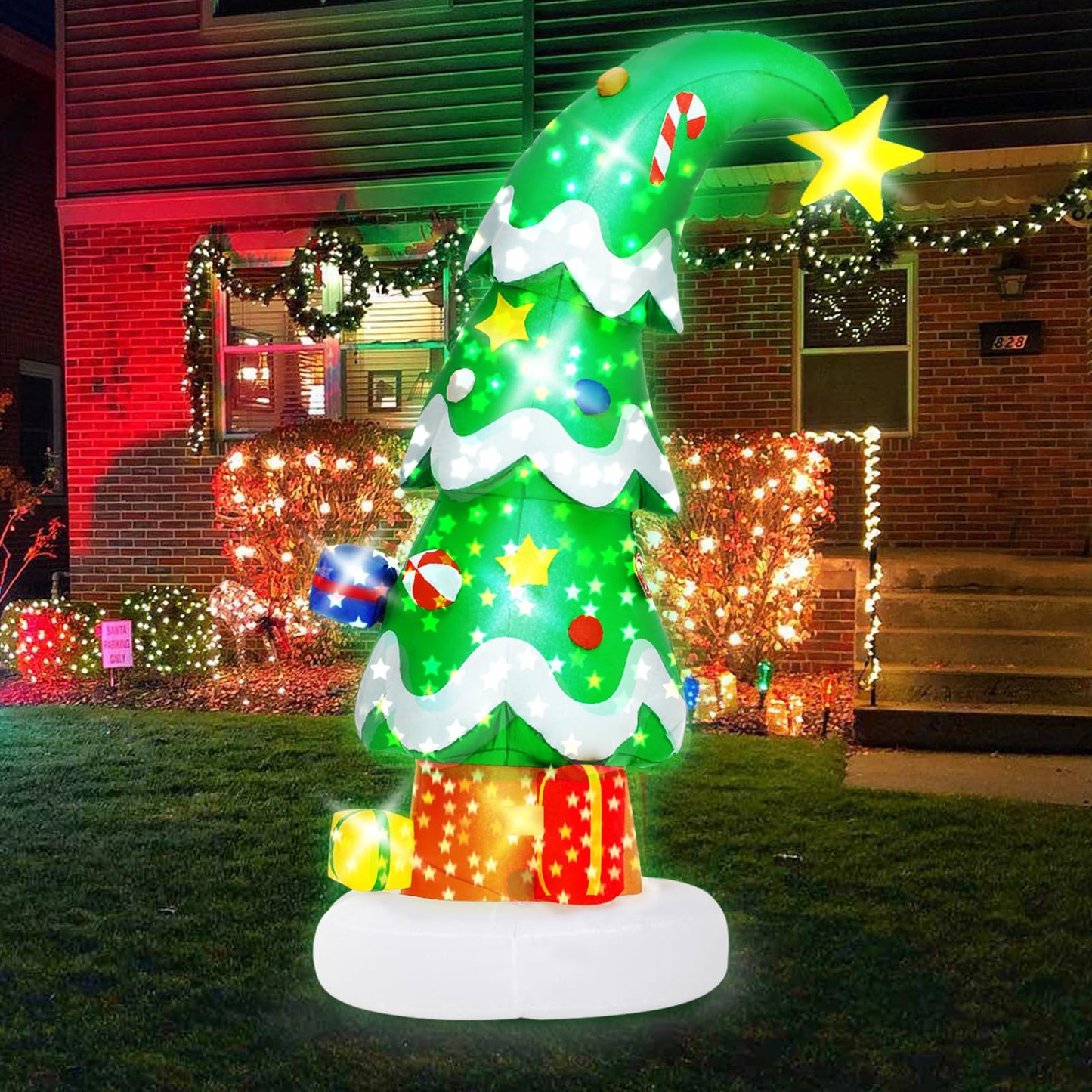 Lionoble 6 FT Christmas Outdoor Inflatable Decorations, Blow Up Christmas Tree with LED Light for Xmas Holiday Party Garden, Yard, Lawn Decor