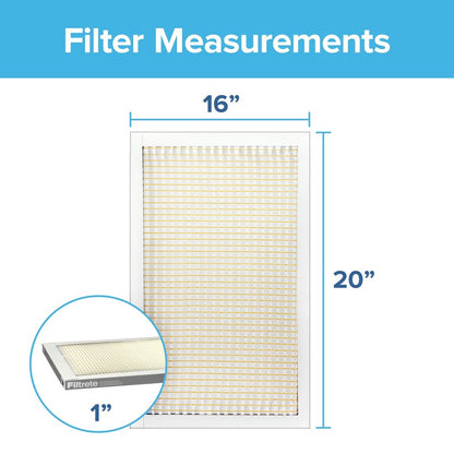 Filtrete 16x20x1 Air Filter MERV 5, 6-Pack AC Furnace HVAC, MPR 300 Basic Dust Defense, Pleated Electrostatic, Removes Lint