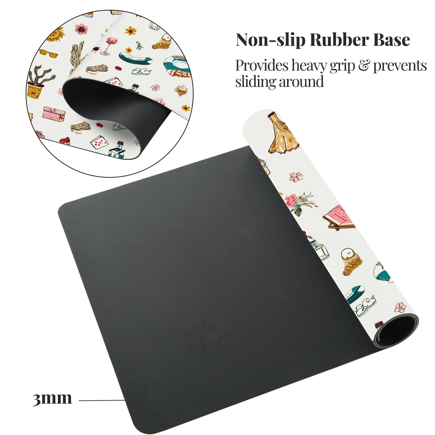 Idocolors Cow Girl Desk Mat, Cute Extended Gaming Keyboard Mouse Pad, Large Office Desk Cover Mat Pad Deskmat, Non-Slip Leather Home Office Desk Mat Protector 31.5"×15.7"