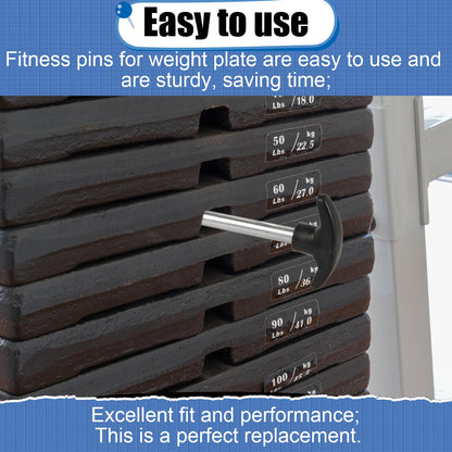 NQEUEPN Crescent-Shaped Weight Stack Pin, Pin Tensile 3/8 Inch Diameter 4.4 Inch Locking Space Heavy-Duty Gym Pin Weight Plate Pin for Home Gym Exercise Machine Accessories, Black, Silver