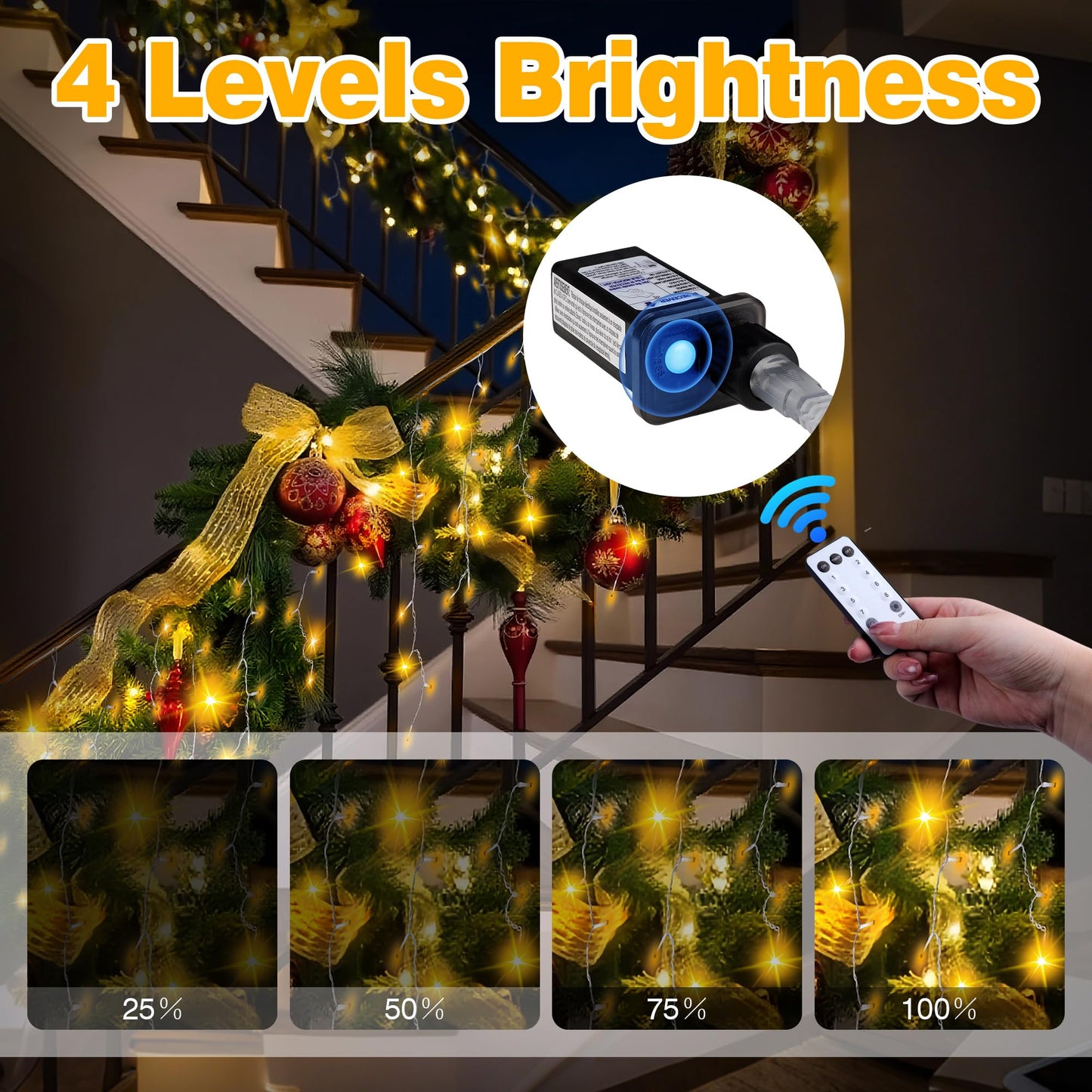 Xahpower 622 LED Icicle Lights Outdoor, Plug in 59ft Waterproof Christmas String Lights, Remote & Timer, Decoration for Wedding, Garden