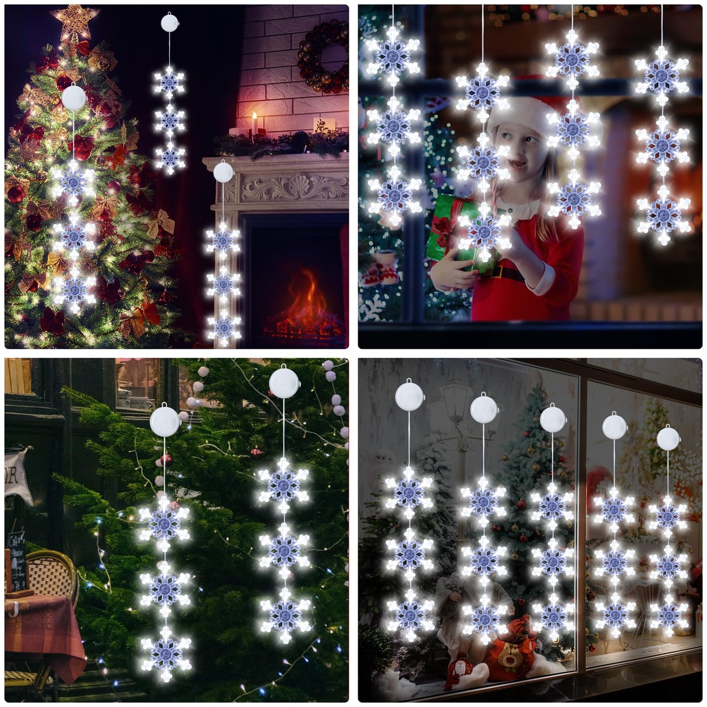 Christmas Decorations Lights, 3Pack White Snowflake Window Lights Battery Operated Christmas Light Hanging Lighted Window Decoration for Indoor Outdoor Xmas Tree Home Decor