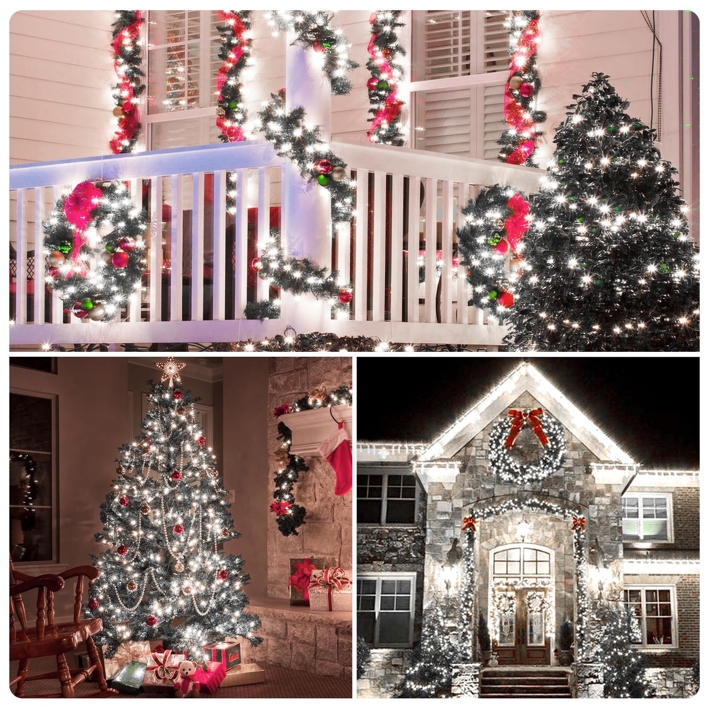 XTF2015 170FT 500 LED Christmas String Lights, Christmas Lights End-to-End Plug 8 Modes - UL Certified - Outdoor Indoor Fairy Lights for Christmas Tree, Garden, Party, Wedding, Holiday (Cool White)