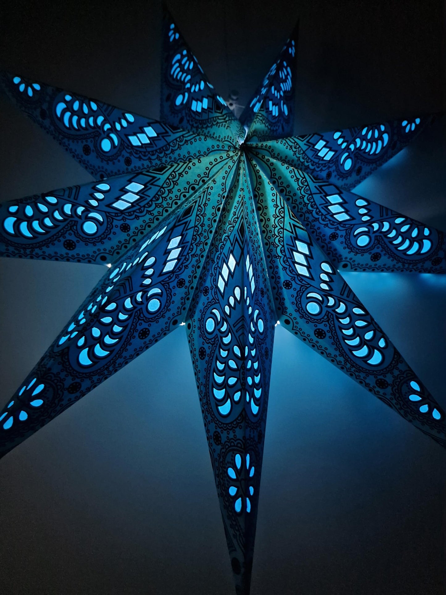 YEPSIO Lantern Lampshade 9 Pointed Paper Star Light Shades Large 60cm Star Hanging Decorations for Christmas Wedding Home Decoration Birthday Party (Blue)