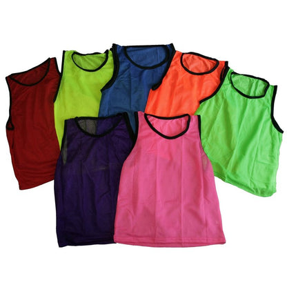 BlueDot Trading 12 Adult Mens Womans Unisex Sports Pinnie Scrimmage Training Vest, Nylon Mesh for Team Practice - For Soccer, Field Hockey, Lacrosse, Football, Basketball, COLOR: Red (12 Pack)