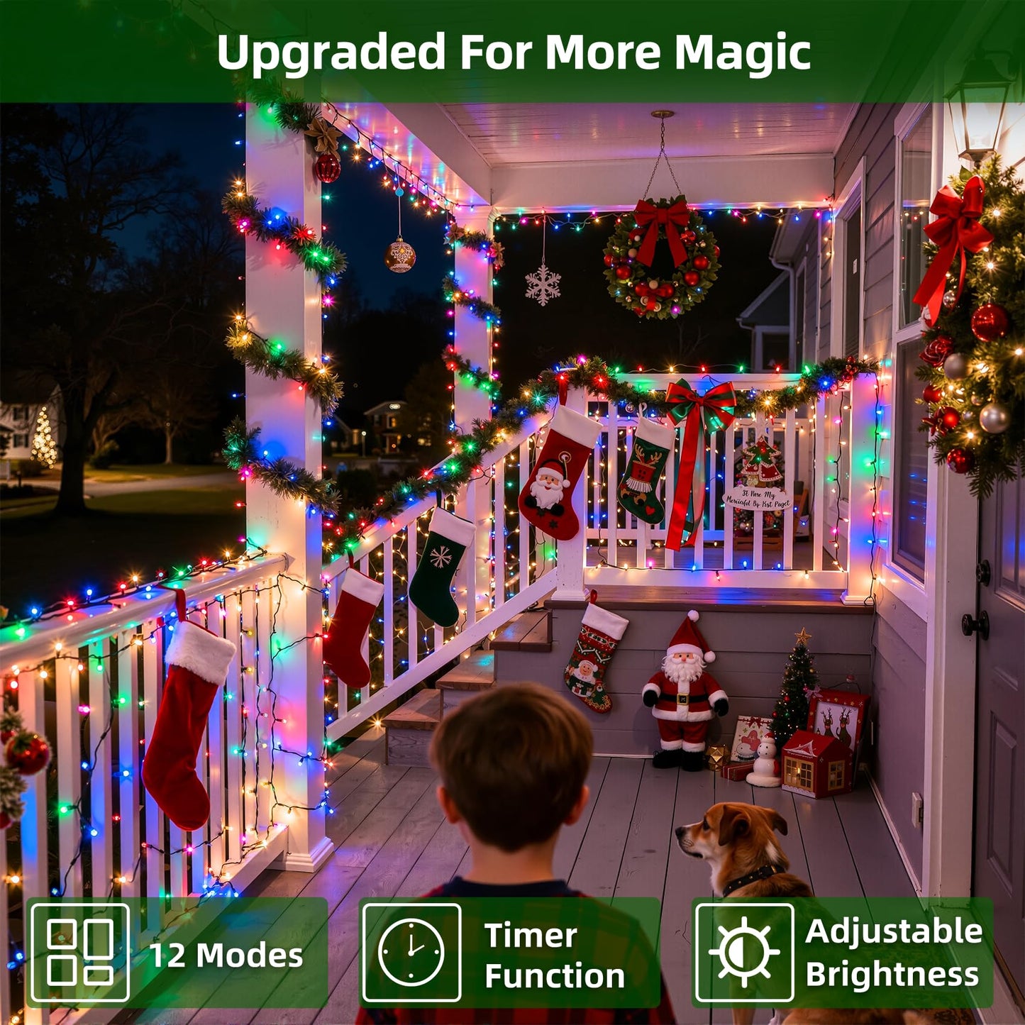 QUHUATU 750 LED 240FT Christmas Lights Outdoor,12 Lighting Modes Christmas String Lights with Timer, Dimmable Multicolor LED StringLights Waterproof for Yard Tree Wedding Party Holiday Multicolor
