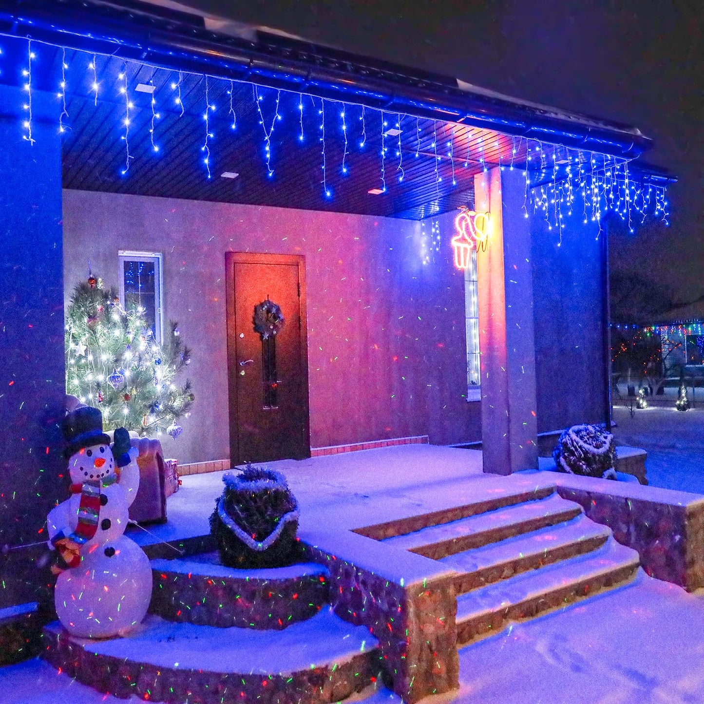 Icicle Christmas Lights Outdoor, 132ft 1280 LED Icicle Lights for Outside, Plug in Twinkle Lights Indoor with 8 Modes Timer Waterproof for House Holiday Decor Wedding Christmas Decorations, Blue