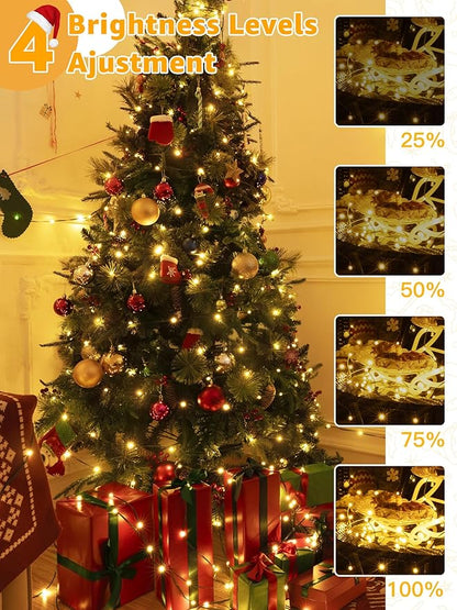 Christmas Lights 600 LED 196 FT, Waterproof Outdoor String Lights with Remote and Timer, Christmas Tree Lights with 8 Modes Dimmable, Fairy Lights for Holiday Decor (Warm White)