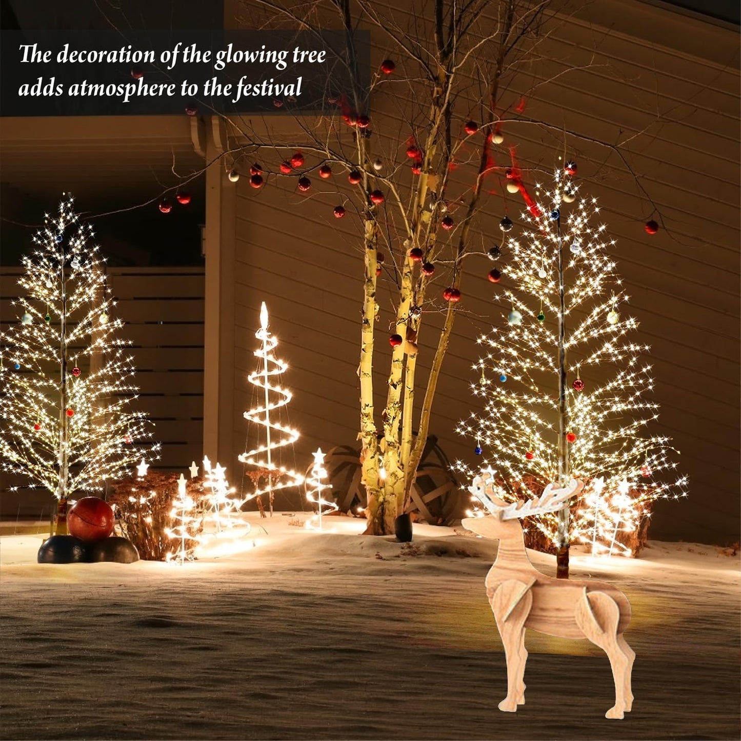 Lituplife 6FT Lighted Birch Tree with 1300 LED Lights, Twinkle Light Brown Christmas Tree with Timer IP44 Waterproof for Indoor Outdoor Festival Wedding Party Christmas Decorations
