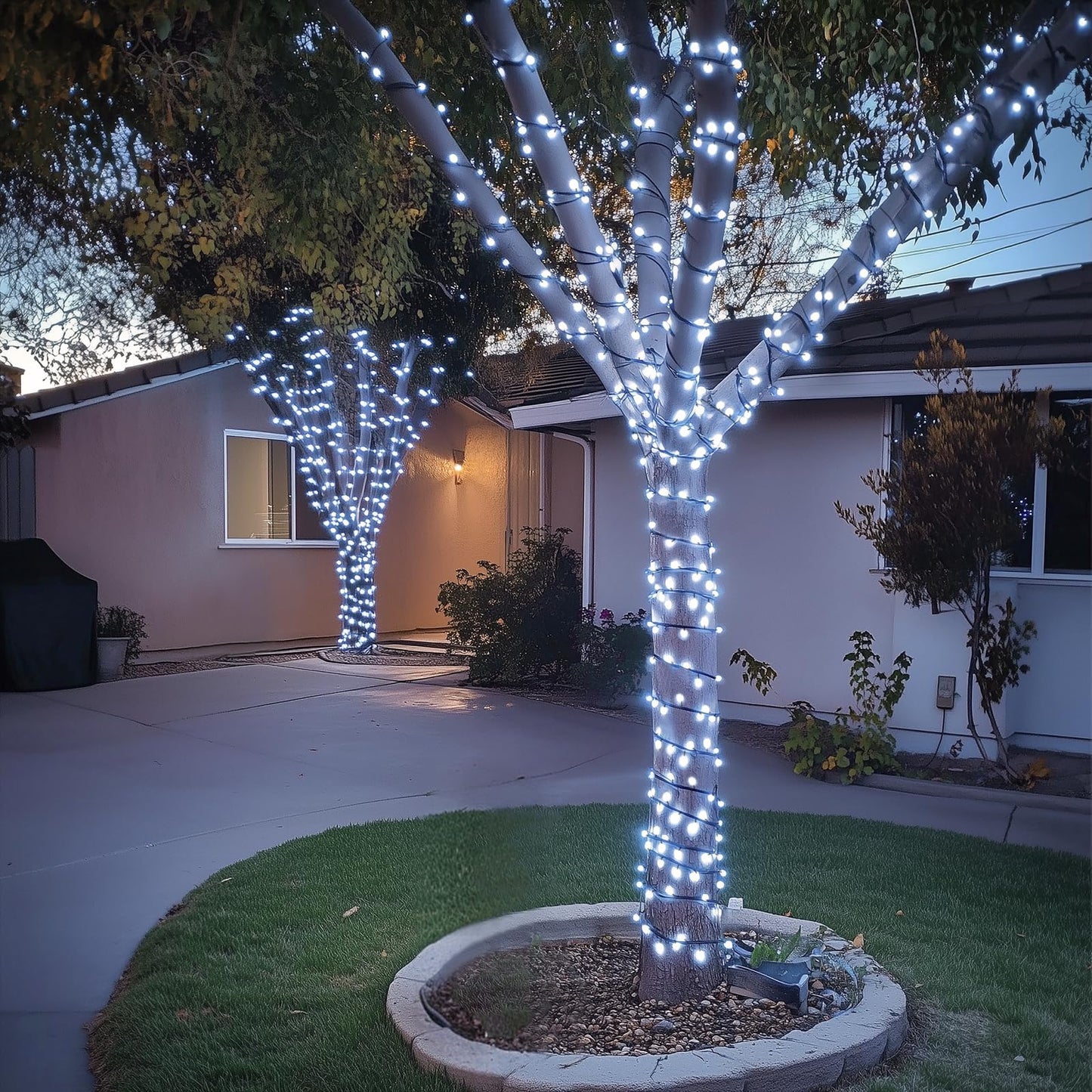 JMEXSUSS 200 LED White Christmas Lights Outdoor, 66ft Connectable Christmas Tree Lights Indoor Green Wire, 8 Modes Waterproof Twinkle String Lights Plug in for Wedding Party Xmas Decorations