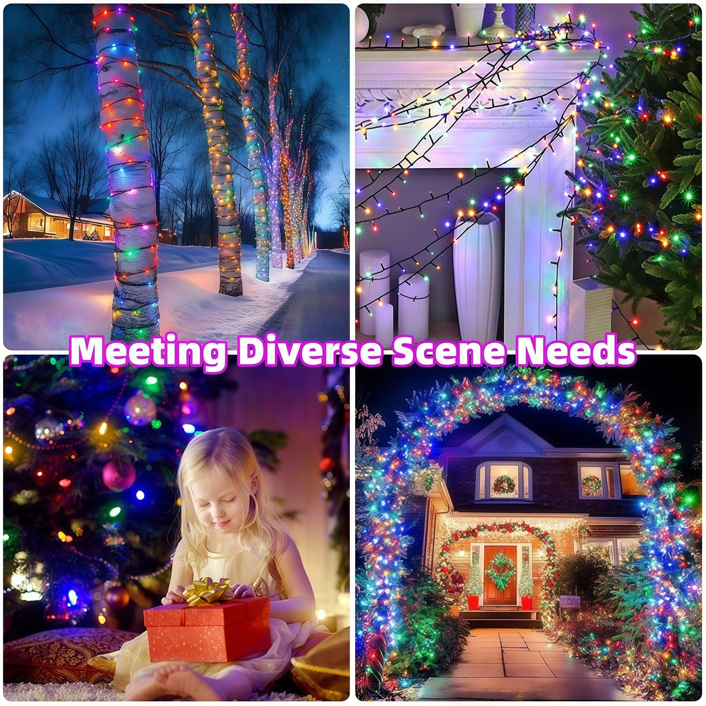AHAWILL String Lights for Christmas Decor,50FT 150LED Classroom Lights, Waterproof Fairy Lights Indoor for Christmas Decor,Dimmable,8 Modes,Valentine's Day Home Decorations