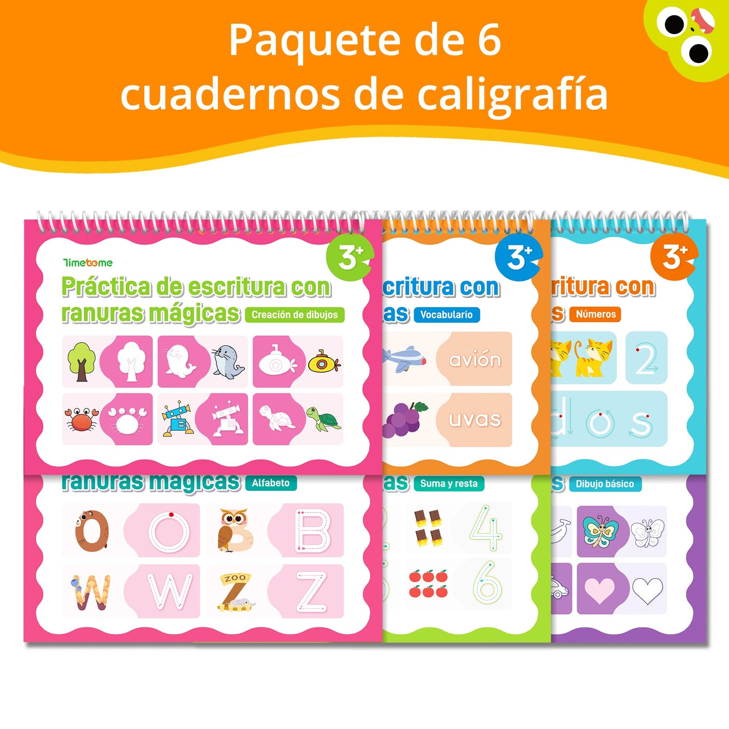 Timetome Large Magic Grooved Writing Practice for Kids 3-5 – Spanish Edition | Grooved Writing Books Ages 6-8, Handwriting Practice for Kids 5-7, Preschool Tracing Workbook for Boys & Girls