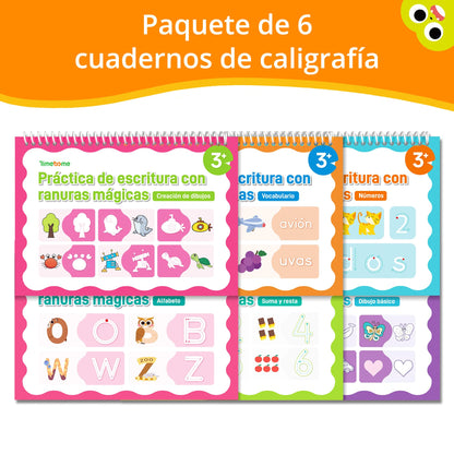 Timetome Large Magic Grooved Writing Practice for Kids 3-5 – Spanish Edition | Grooved Writing Books Ages 6-8, Handwriting Practice for Kids 5-7, Preschool Tracing Workbook for Boys & Girls