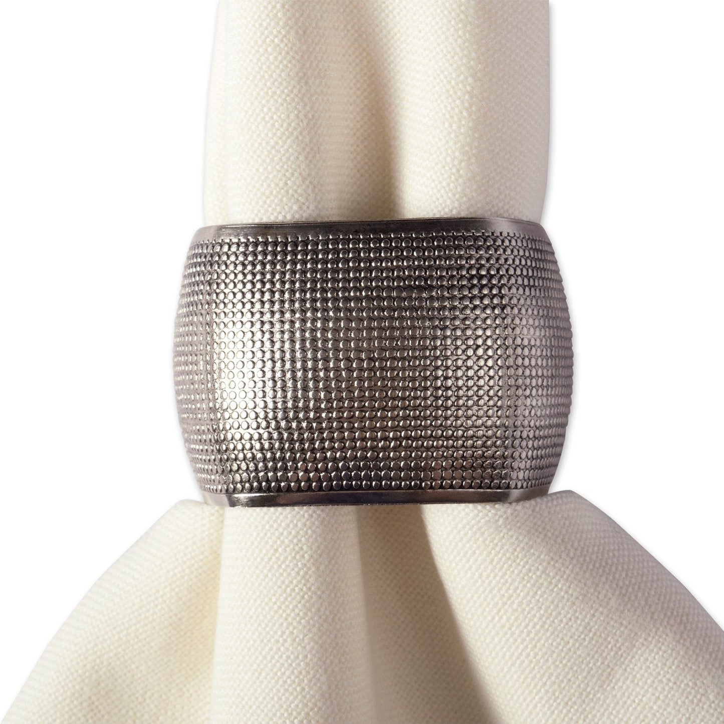 DII Decorative Assorted Silver Napkin Ring Set, One Size, Silver Textured Square, 6 Count