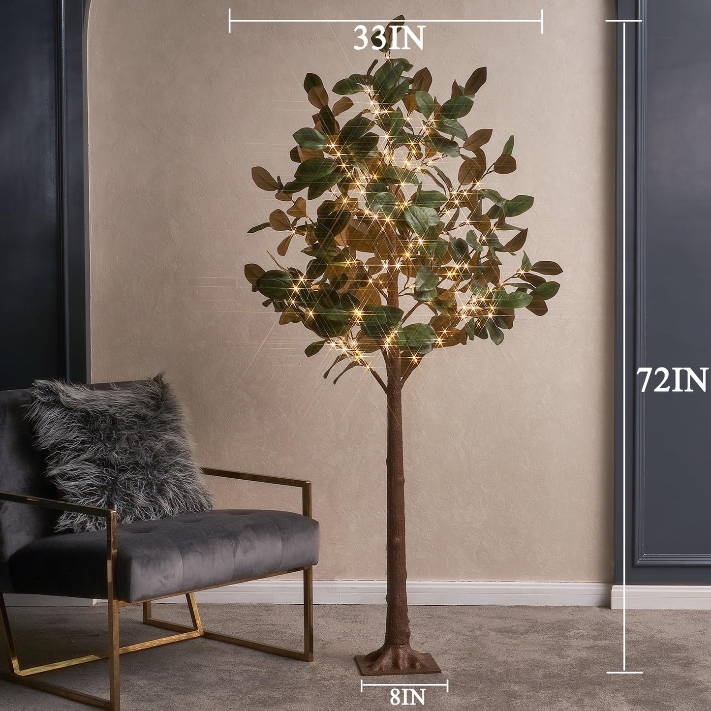 Hairui Lighted Magnolia Tree 6FT 280 LED Fairy Lights, Faux Plant Tree with Lights for Home Holiday Spring Decoration