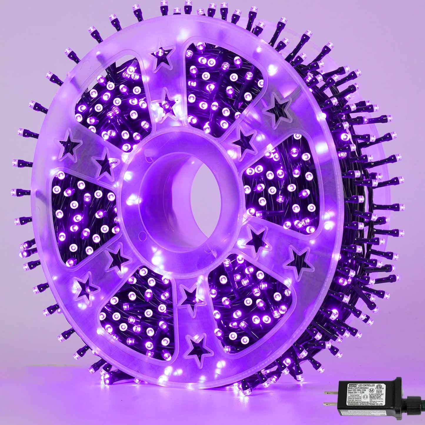QITONG 165ft 500 LED Purple String Lights, Twinkle Lights Outdoor Waterproof with 8 Modes, Green Wire Christmas Lights Plug in Indoor