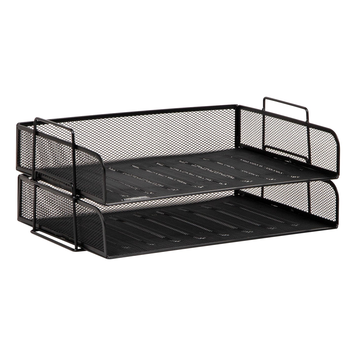 Mind Reader Stackable Paper Tray, Desktop Organizer, File Storage, Office, Metal Mesh, 2 Pcs., Black