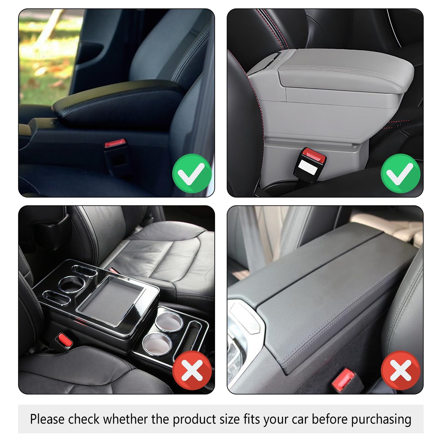 Upgraded Car Center Console Cover,Microfiber Leather Car Armrest Cover Cushion with 2 Storage Bags,Car Armrest Storage Box Car Interior Accessories for Most Vehicles (Black)