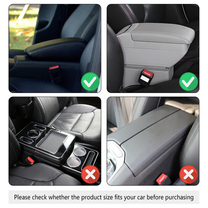 Upgraded Car Center Console Cover,Microfiber Leather Car Armrest Cover Cushion with 2 Storage Bags,Car Armrest Storage Box Car Interior Accessories for Most Vehicles (Black)