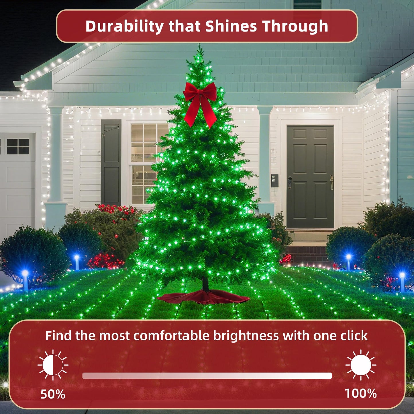 YHBJKCZ 240FT Christmas Lights Outdoor, 750 LED Christmas Tree Decoration Lights with 12 Modes & Timer Memory, Dimmable Plug in Waterproof LED Xmas Light for Yard Trees Wedding Party Holiday Green