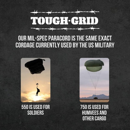 Tough-Grid 550 Paracord Rope - Durable Nylon Survival Cord for Camping, Tactical Gear & Emergency Kits | Made in USA