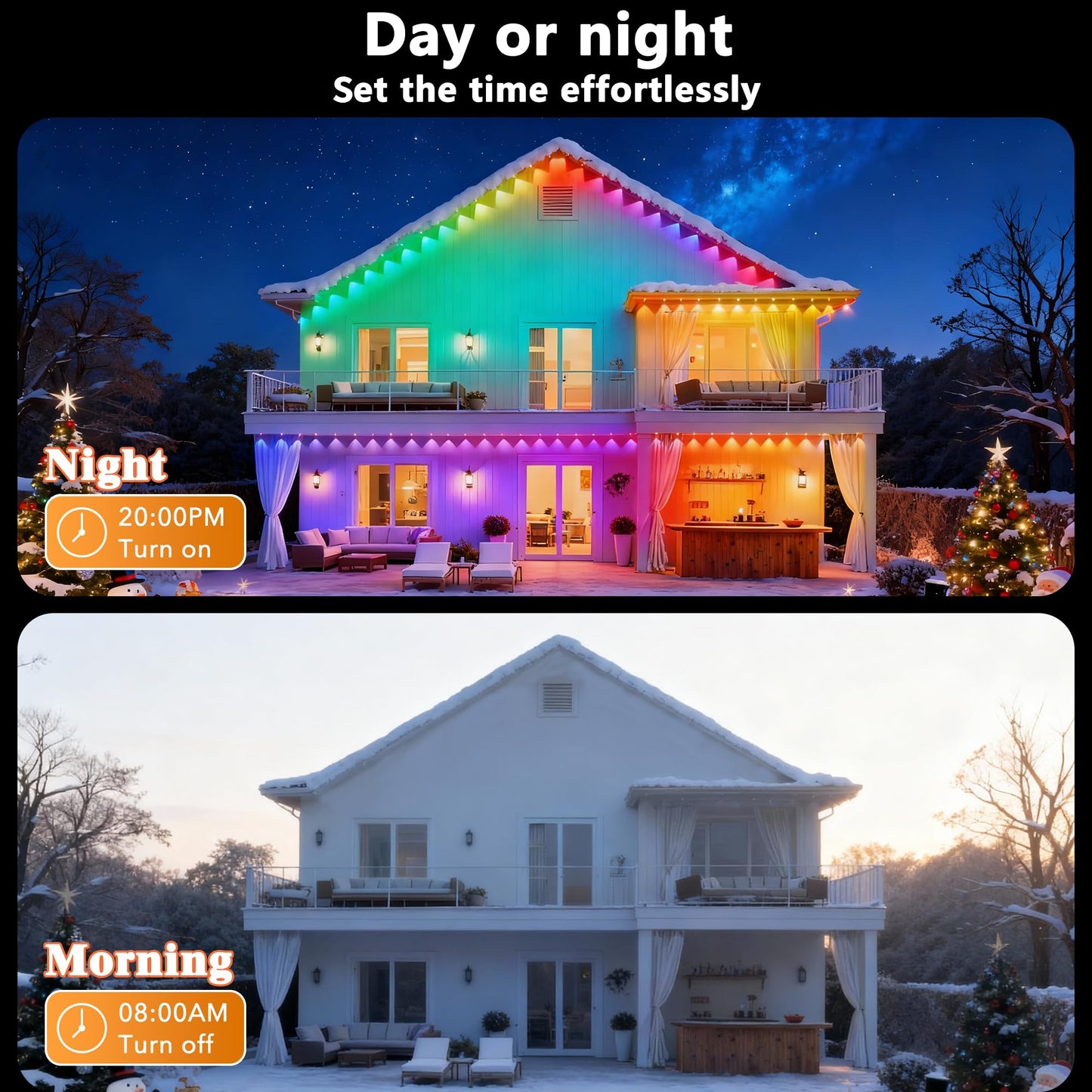 Permanent Outdoor Lights Pro, 100ft with 60 RGB+IC LED Lights for House, 75 Scene Modes,IP68 Waterproof Eave lights Compatible with Alexa, Google Assistant for Halloween Christmas Outdoor Daily Decor